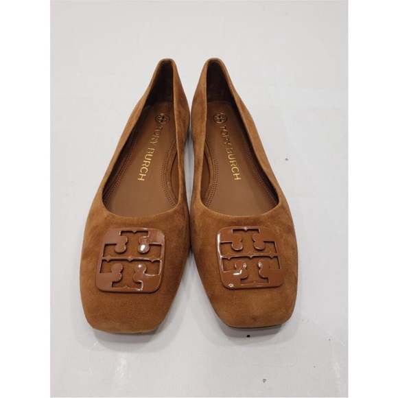 Tory Burch Georgia Tan Suede Square Toe Women's Flats - Picture 4 of 6